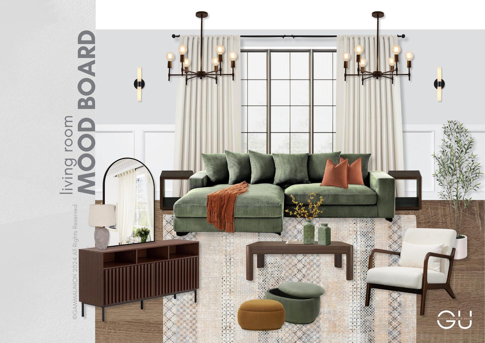 Pre-designed Living Room: Modern Earthy Interior Design - Aesthetic ...