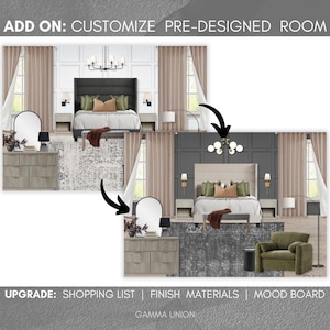 Servicio adicional: Personalización de habitaciones prediseñadas, Diseño de interiores personalizado en línea, Tablero de estado de ánimo rápido, Lista de compras, Diseño virtual asequible