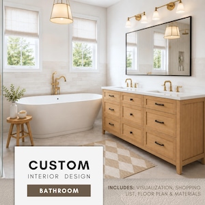 CUSTOM Interior Design - BATHROOM - Mood Board, Shopping List, Floor Plan & Paint and Finish Materials