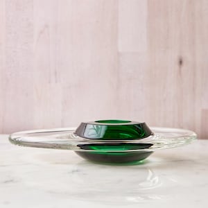 Handblown Green Art Glass Ikebana Vase - David New-Small - Midcentury Modern