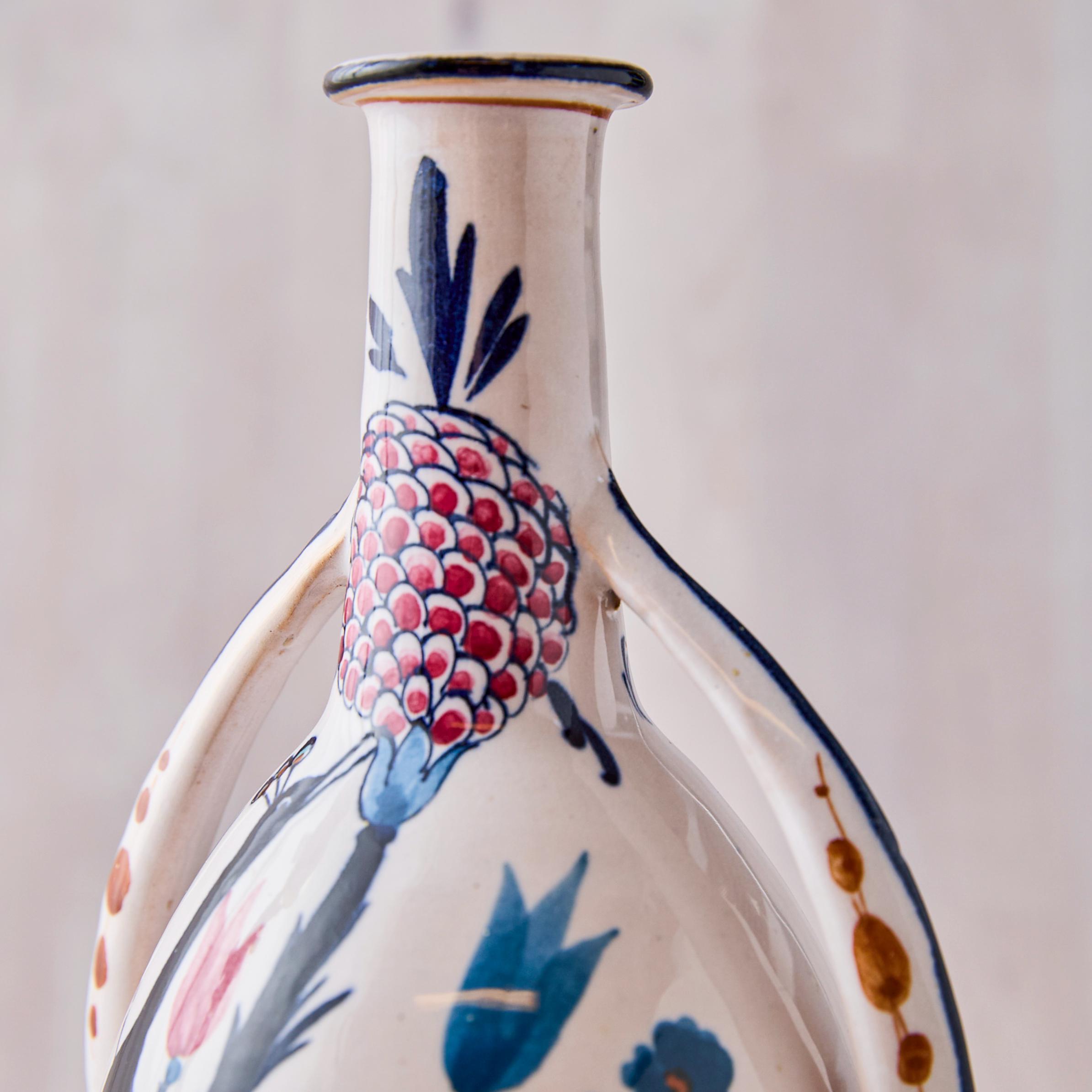 Rare 1900s Faenza Ceramic Liquor Bottle: Luxardo Zara Peacock Vase