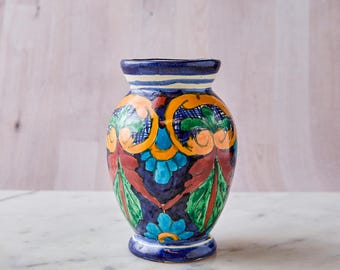 Vintage Talavera Vase: Hand-Painted Mexican Pottery