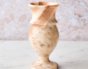 Vintage Marble Onyx Vase: Cream Pink