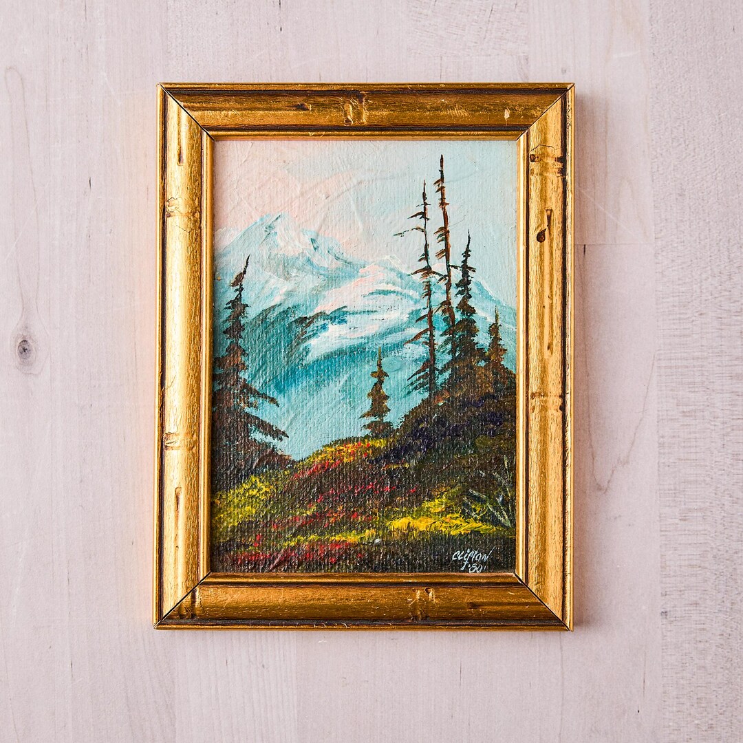 Vintage Alpine Painting, Original Oil on Board, Artist Signed, 1980 ...