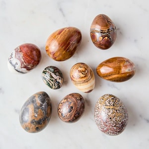 Natural Stone Eggs: Vintage Jasper, Marble, and Quartz