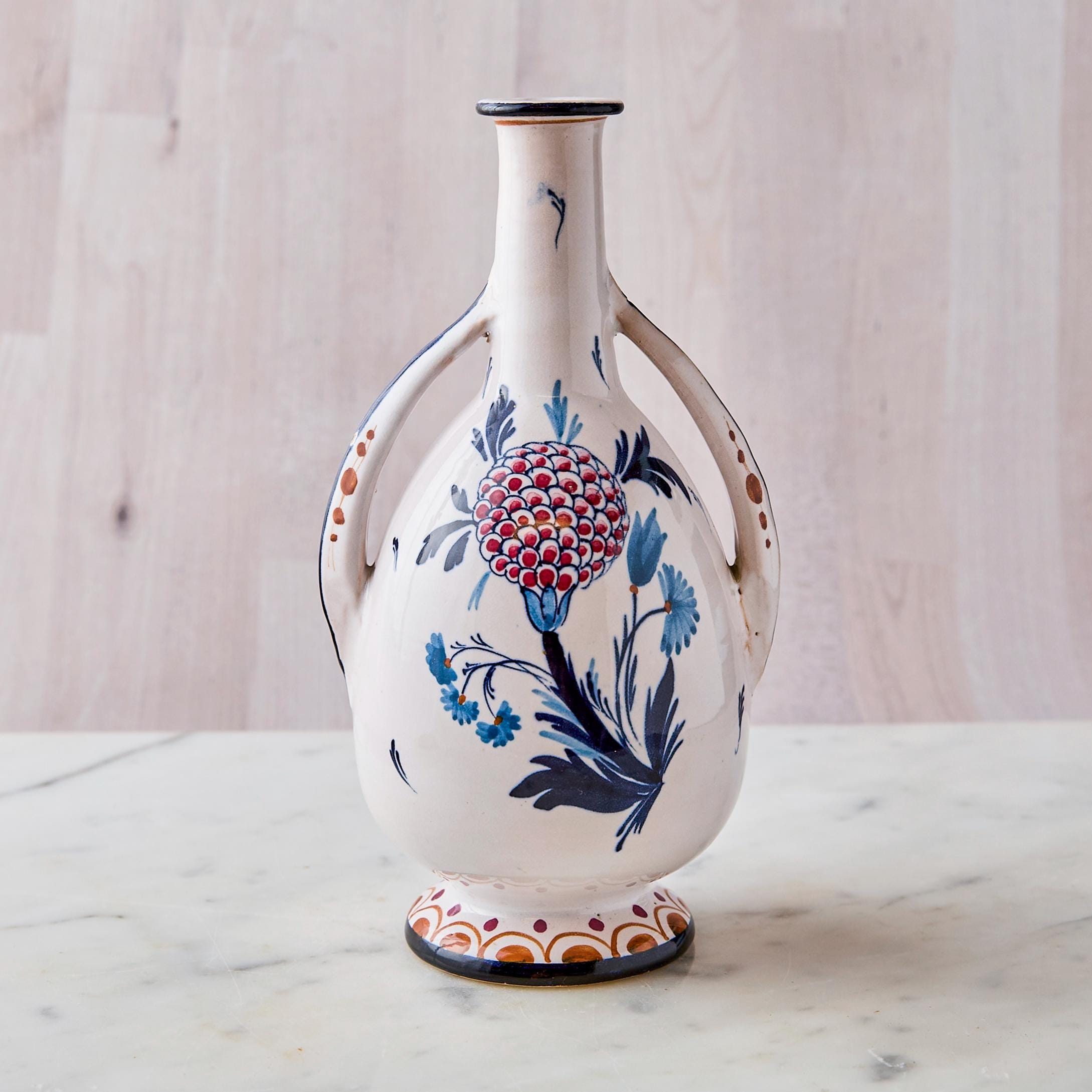 Rare 1900s Faenza Ceramic Liquor Bottle: Luxardo Zara Peacock Vase