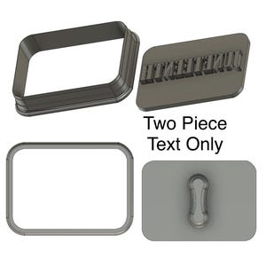 May include: Two-piece cookie cutter set for making cookies with the text "JUNETEENTH". The set includes a rectangular cutter and a separate cutter for the text.