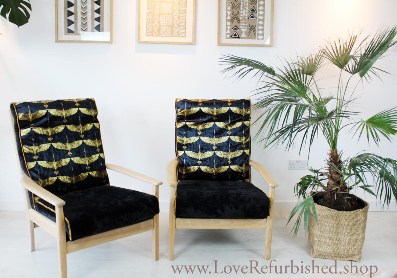 Cintique シンティーク【Vintage｜EUR 60's 70s'】 Mid Century Vintage Cintique Armchairs With Art Deco Fabric - Etsy