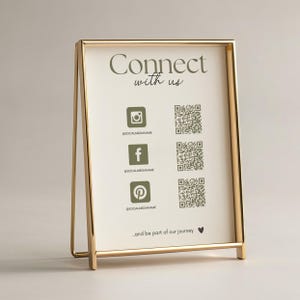 Bewerkbare QR-codesjabloon voor bedrijven | Digitale socialmediakaart om verbinding te maken met Instagram, TikTok en YouTube, Pinterest, SET04