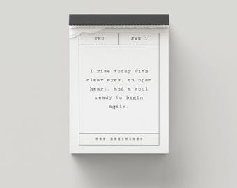 2026 Kalender, Abreißkalender, 365 tägliche Affirmationen, Tischkalender 2026, druckbarer Kalender 2026, digitaler Download