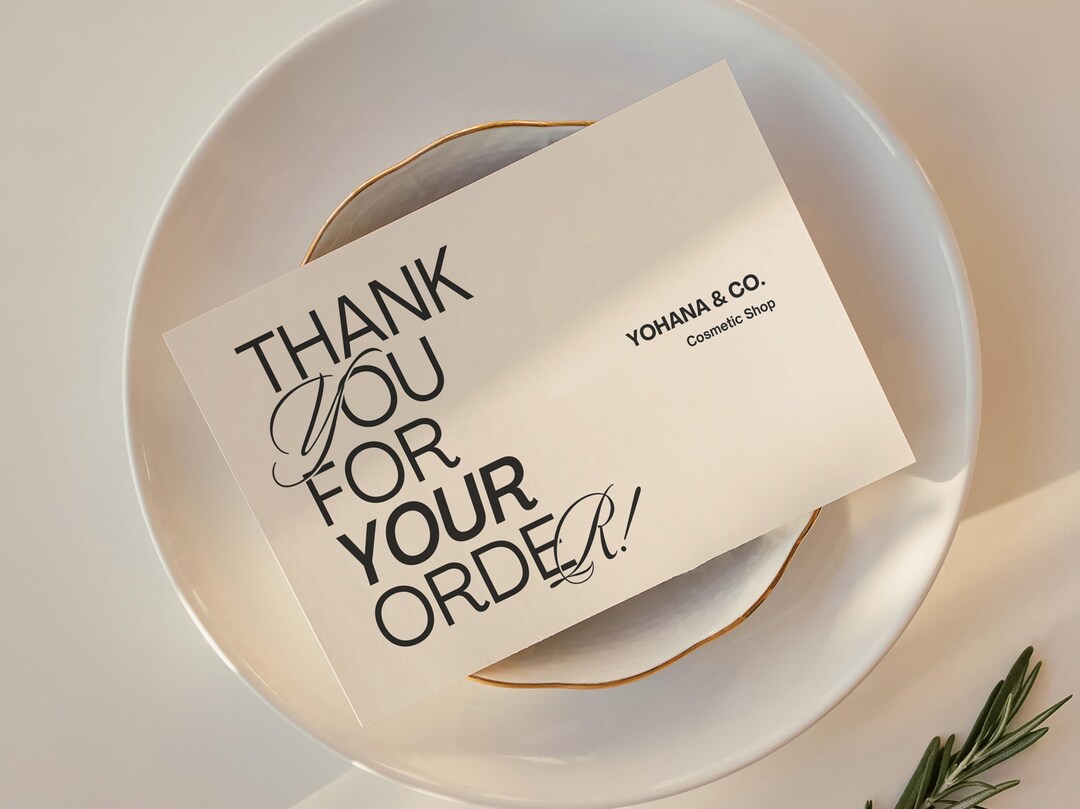 Thank You Card Printable, Editable Elegant Thanks for Your Purchase ...