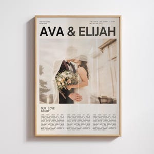 Impresión de pareja de periódicos personalizada: póster editable en Canva, descarga digital: regalo de póster para San Valentín, bodas y aniversarios