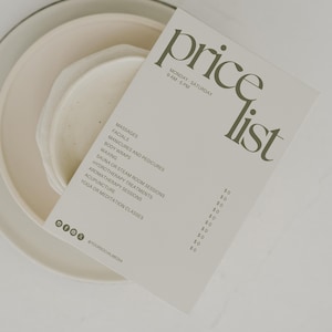 Modelo de lista de preços minimalista personalizável, download instantâneo, imprimível no Canva, SET04