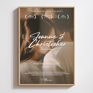 Póster de pareja de películas personalizado: plantilla de Canva editable, descarga digital: regalo de San Valentín, boda y aniversario