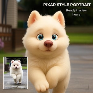 Custom Pet Pixar Style Portrait from Your Photo | Personalized 3D Cartoon Character | Cat, Dog Carton Portrait | Digital Pixar Art