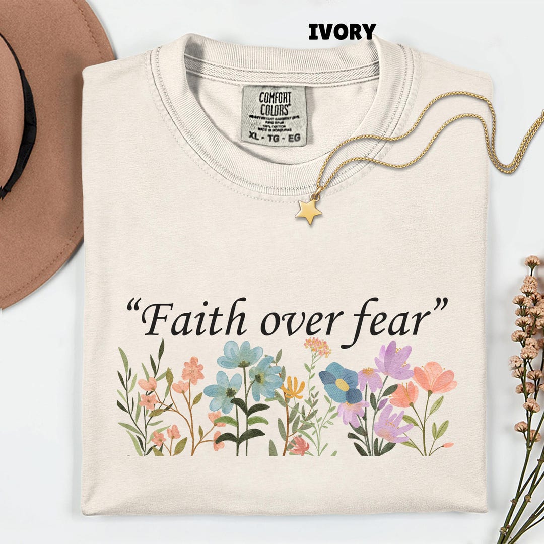 Faith Over Fear Floral Christian Shirt, Bible Verse T Shirt for Women ...