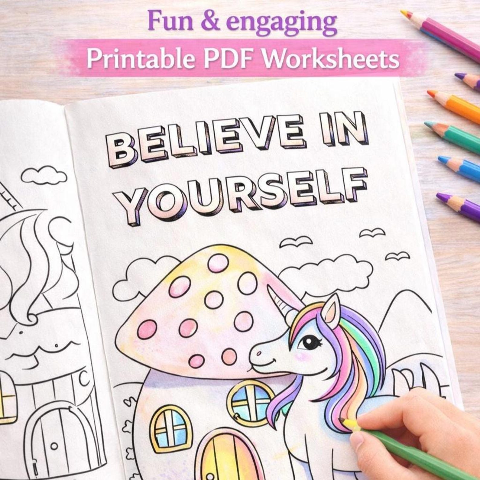 Unicorn Coloring Book Printable for Kids | Cute Magical Unicorn ...