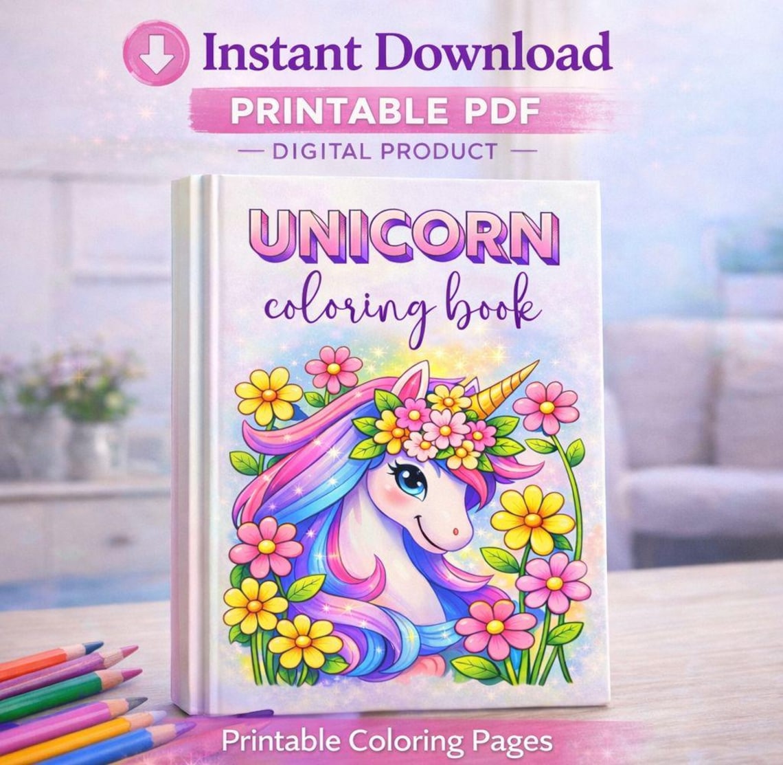 Unicorn Coloring Book Printable for Kids | Cute Magical Unicorn ...