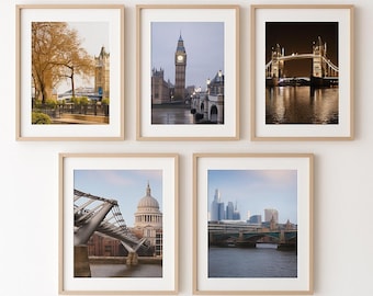 Conjunto de impresiones fotográficas de monumentos de Londres: arte mural de galería (5 descargas digitales)