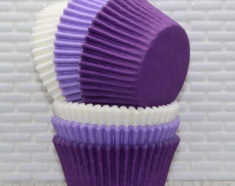 Lavender, Purple & White Heavy Duty Cupcake Liner Collection (Qty 45)Lavender Cupcake Liner, Purple Cupcake Liner, White Cupcake Liner
