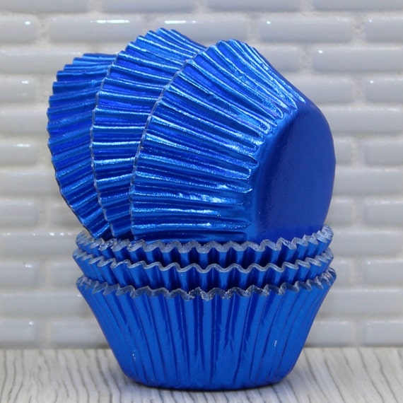 Blue Foil Cupcake Liners qty 50 Royal Blue Foil Cupcake Liners