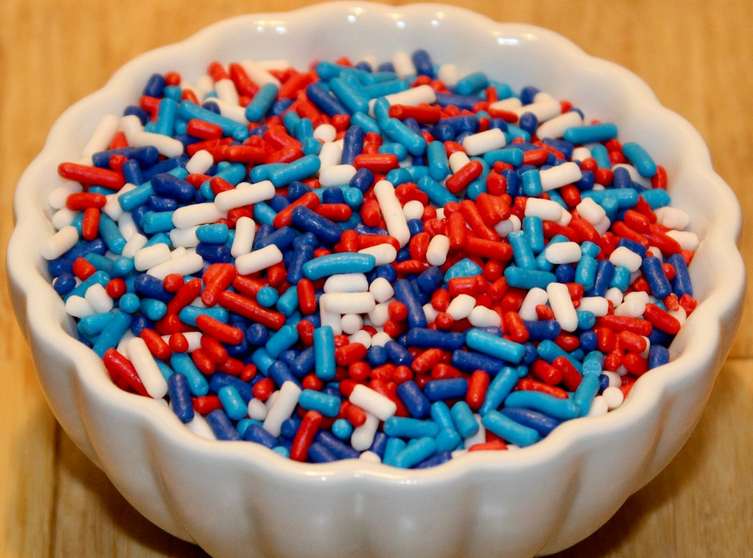 Americana Jimmie Sprinkles 4 Oz Red, White & Blue Jimmie Sprinkles, 4th of July Sprinkles