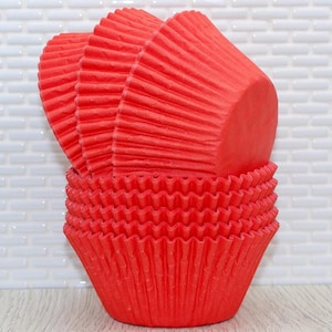 Red Jumbo Cupcake Liners (Qty 30) | Jumbo Red Greaseproof Muffin Cups