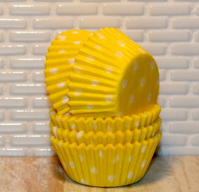 Mini Yellow Polka Dot Baking Cups Qty 50 Mini Yellow Polka Dot Cupcake Liners Mini Yellow Polka Dot Muffin Cups Mini Cupcake Liners