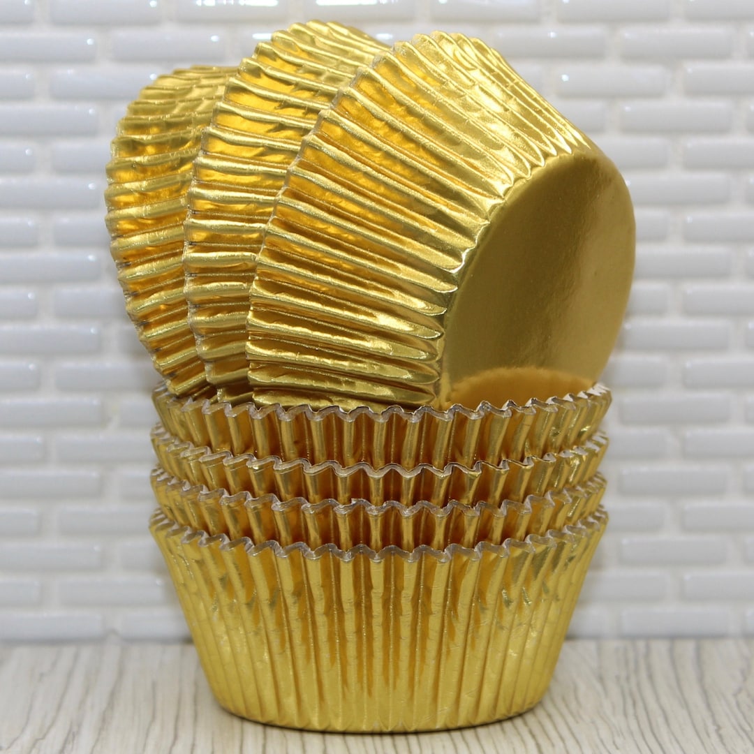Gold Foil Cupcake Liners qty 50 Gold Baking Cups Gold Etsy