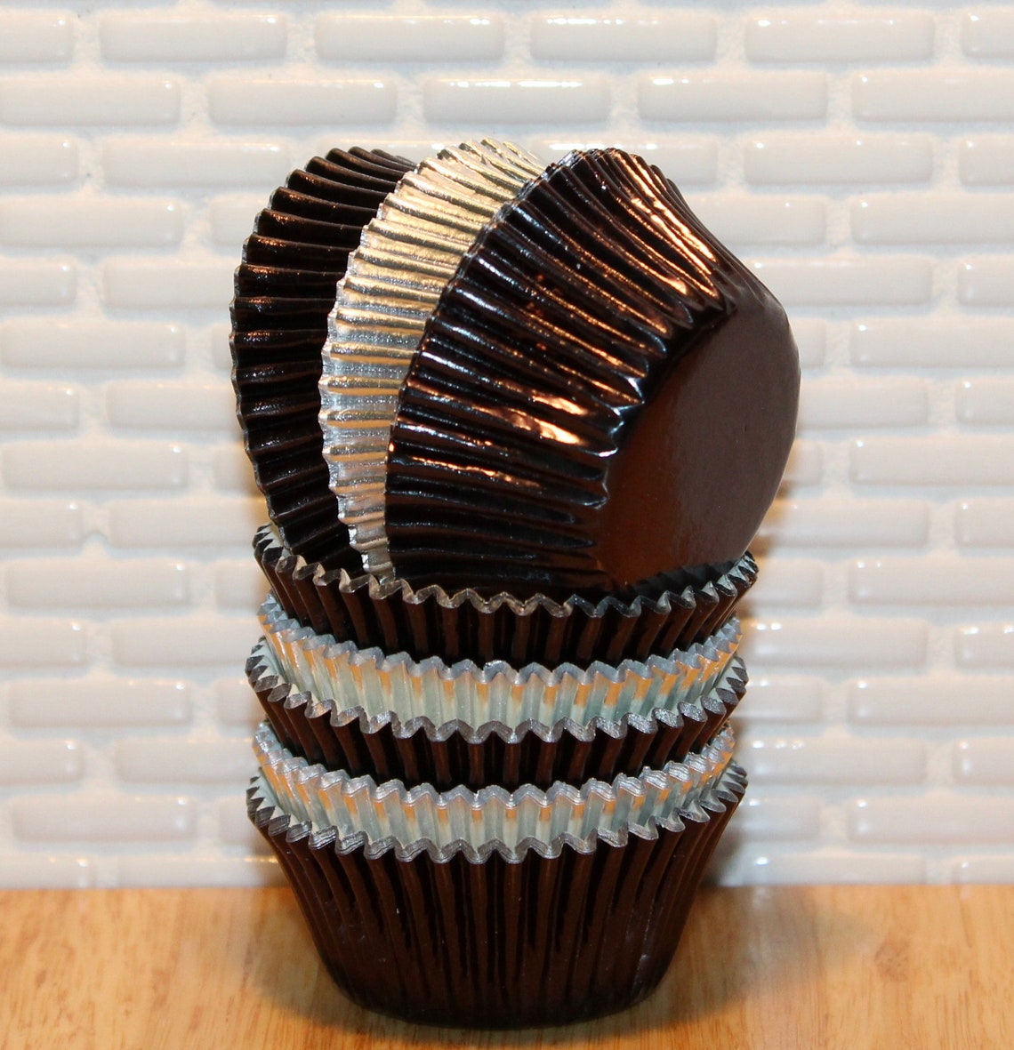 Mini Formal Metallic Cupcake Liners qty 60 Mini Black Etsy