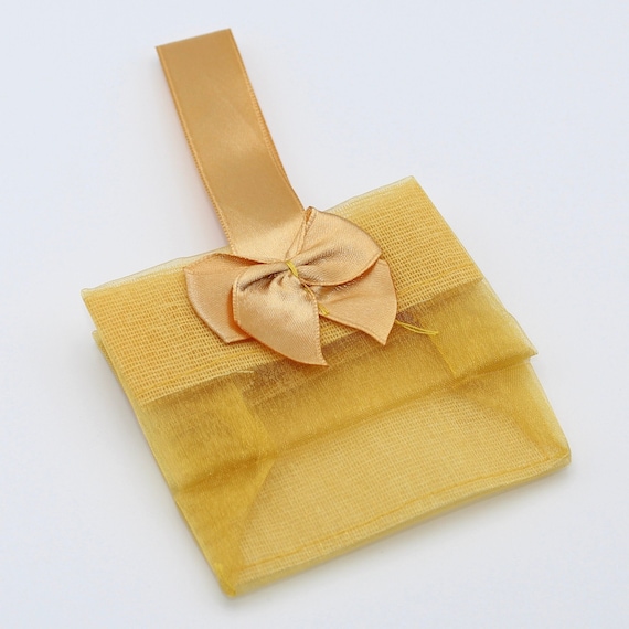 Ivory Organza Gift Bag With Satin Ribbon Handle (qty 3) Ivory