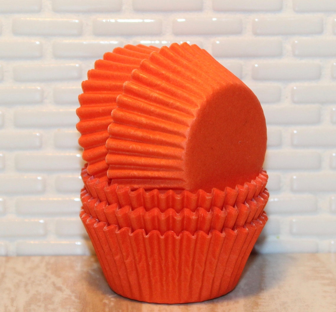Mini Orange Cupcake Liners Qty 50 Mini Orange Baking Cups Etsy