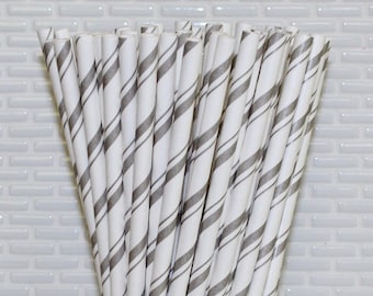 Silver Striped Straws or Gold Striped Straws (Qty 25) Silver Striped Paper Straws, Gold Striped Paper Straws, Silver Straws, Gold Straws
