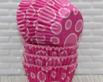 Mini Pink Dots Heavy Duty Cupcake Liners (Qty 50)  Mini Pink Cupcake Liners, Mini Pink Baking Cups, Mini Cupcake Liners, Mini Baking Cups