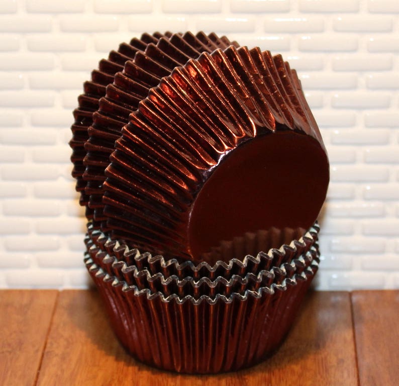 Copper Brown Foil Cupcake Liners qty 50 Brown Foil Cupcake Etsy
