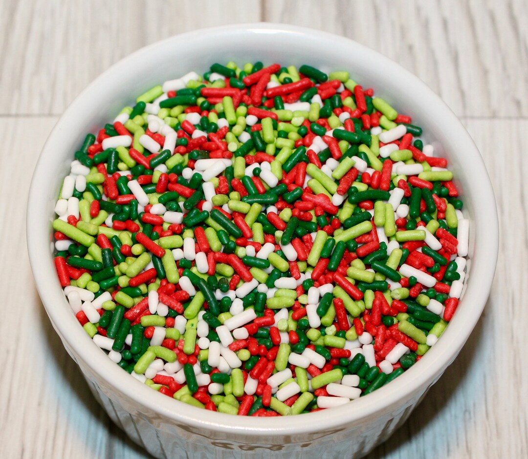 Christmas Jimmie Sprinkles Mix W/wo White Asst qty 4 Oz Red Jimmie