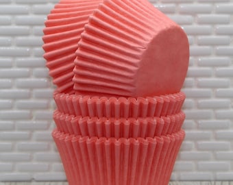 Coral Heavy Duty Cupcake Liners (32) Coral Baking Cups, Coral Cupcake Papers, Coral Cupcake Wrappers, Coral Wedding Cupcake Papers