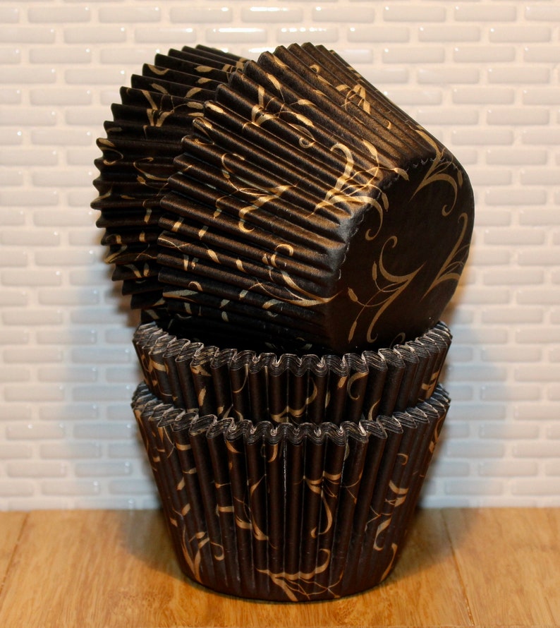 Jumbo Elegant Black Gold Scroll Heavy Duty Cupcake Liners qty Etsy