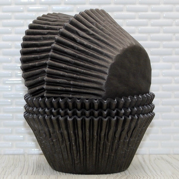 Jumbo Black Cupcake Liners (Qty 30) Jumbo Black Greaseproof Muffin Cups, Jumbo Black Cupcake Papers, Jumbo Black Cupcake Papers