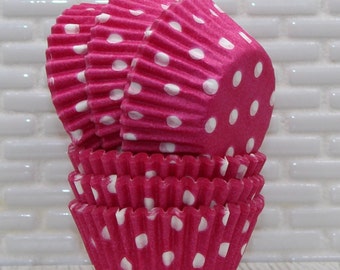 Mini Brite Pink Polka Dot Cupcake Liners (Qty 50) Mini Brite Pink Baking Cups, Mini Brite Pink Polka Dot Baking Cups, Mini Cupcake Liners