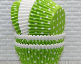 Lime Green Polka Dot & Solid Cupcake Liners (Qty 60) Lime Green Baking Cups, Lime Green Muffin Cup, Cupcake Liners, Baking Cups, Muffin Cups