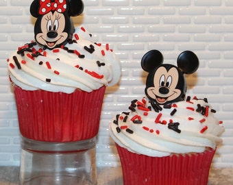 Mickey Mouse Cupcake Rings (Qty 12) Mickey Mouse Cupcake Toppers, Mickey Mouse Cupcake Decorations, Mickey Mouse Cupcake Favor, Mickey Mouse