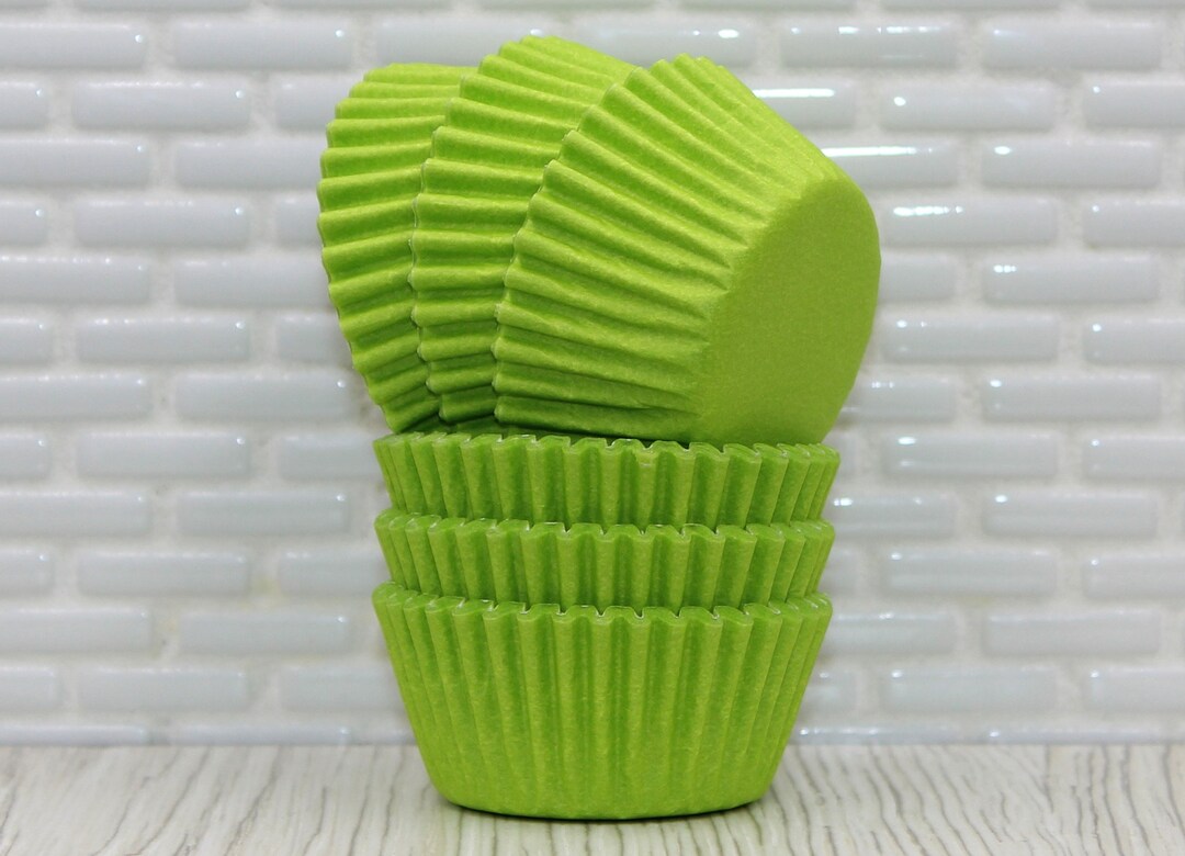 Mini Lime Green Cupcake Liners qty 50 Mini Lime Green Baking Cups, Mini