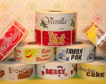 U Choose Flavor Labels - Large Rectangular - You Choose (Qty 36) Flavor Labels, Vanilla Labels, Peanut Butter Labels, Red Velvet Labels