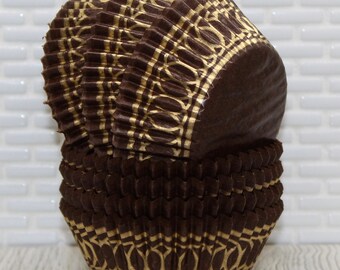 Gold Trim Brown Glassine Cupcake Liners (Qty 36) Brown Glassine Cupcake Liners, Brown Cupcake Papers, Brown Baking Cups, Cupcake Wrappers