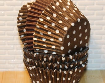 Brown Polka Dot & Solid Cupcake Liner Collection (Qty 60) Brown Polka Dot Cupcake Liners, Brown Cupcake Liners, Brown Baking Cups