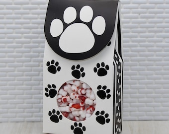 Paw Print Window Box (Qty 3) Paw Print Window Treat Box, Paw Print Treat Box, Paw Print Window Favor Box, Paw Print Favor Box, Favor Boxes