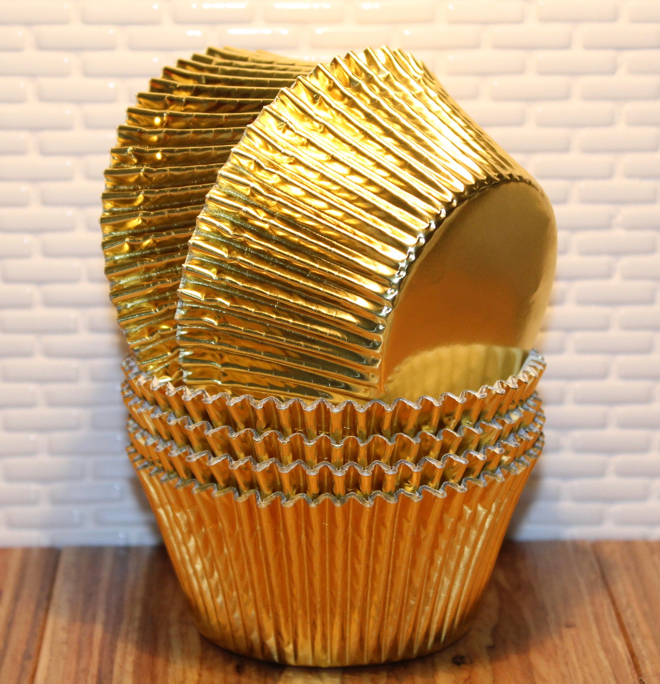 Jumbo Gold Foil Cupcake Liners  (Qty 30) Jumbo Foil Cupcake Liners, J…