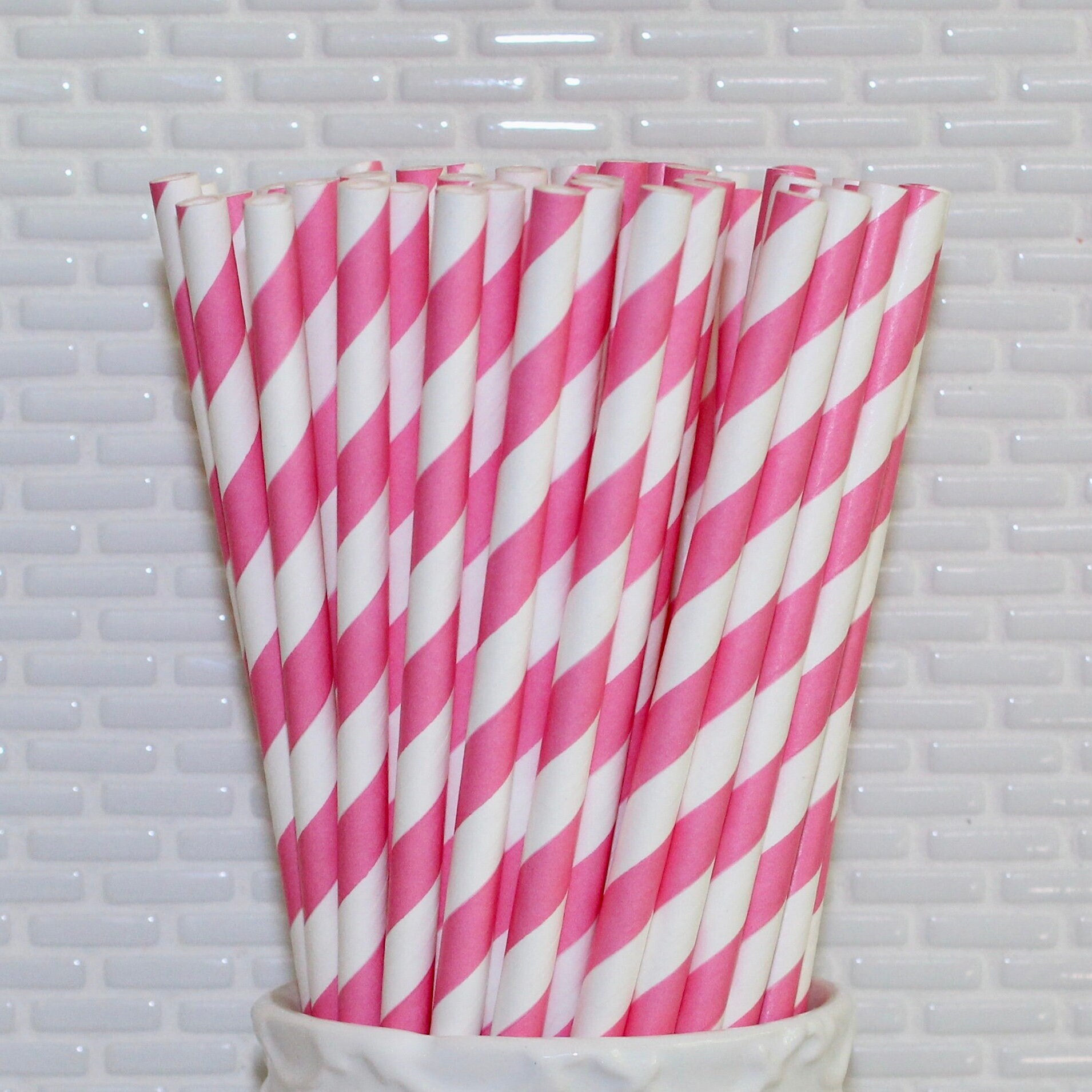 Hot Pink Dots Reusable Straws / Printed Straws / Acrylic Straws