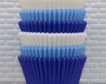 Dk Blue, Lt Blue & White Heavy Duty Cupcake Liners (Qty 45) Blue Cupcake Liners, Blue Baking Cups, White Cupcake Liners, White Baking Cups